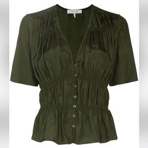 Frame Ruched Silk Top